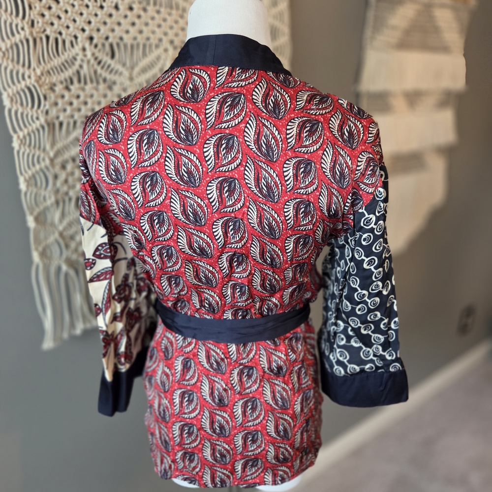 Meadow Rue Red and Navy Patterned Top - Picture 2 of 4